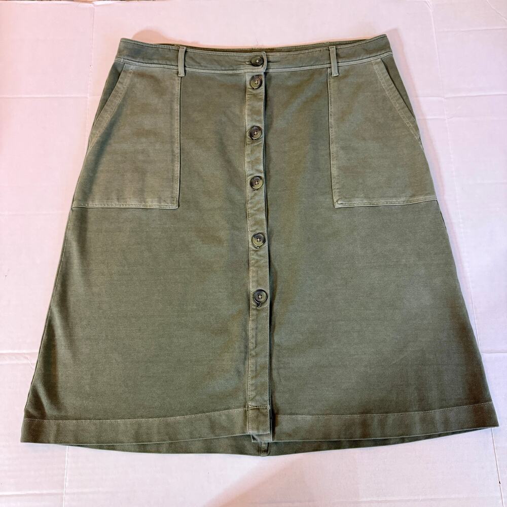 SONOMA Green Button Front Utility Midi Skirt Womens XL Prairie Cottagecore Boho - Picture 9 of 14